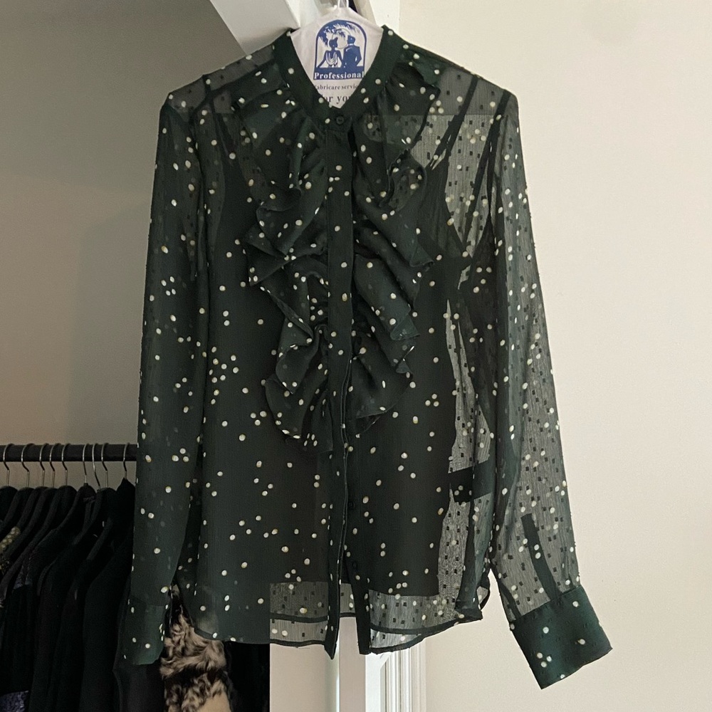 H&M green polka dot blouse
